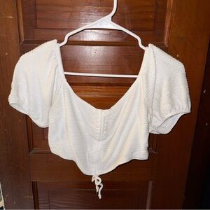 White Front Scrunch Crop Top